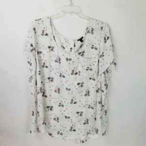 Torrid Abbey Bicycle Print Georgette Button Back Short Sleeve Blouse Womens 5X